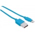 Manhattan Cable de Carga iLynk Certificado MFi Lightning Macho - USB A Macho, 1 Metro, Azul, para iPod/iPhone/iPad  2