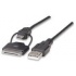 Manhattan Cable iLynk 2 en 1, USB Macho - micro USB Macho o iPod/iPhone Macho, 65cm  1