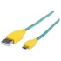 Manhattan Cable USB 2.0 A Macho - Micro USB 2.0 B Macho, 1 Metro, Verde/Amarillo  1