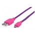 Manhattan Cable USB 2.0 A Macho - Micro USB 2.0 B Macho, 1 Metro, Rosa/Morado  1