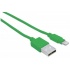Manhattan Cable de Carga iLynk Certificado MFi Lightning Macho - USB A Macho, 1 Metro, Verde, para iPod/iPhone/iPad  2
