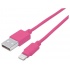 Manhattan Cable de Carga iLynk Certificado MFi Lightning Macho - USB A Macho, 1 Metro, Rosa, para iPod/iPhone/iPad  1