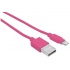 Manhattan Cable de Carga iLynk Certificado MFi Lightning Macho - USB A Macho, 1 Metro, Rosa, para iPod/iPhone/iPad  2