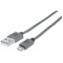 Manhattan Cable de Carga iLynk USB A Macho - Lightning Macho, 1 Metro, Gris Acero, para iPod/iPhone/iPad  2