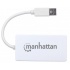 Manhattan Hub USB A 3.0 de 3 Puertos, 1x RJ-45, 5000 Mbit/s, Blanco  2