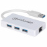 Manhattan Hub USB A 3.0 de 3 Puertos, 1x RJ-45, 5000 Mbit/s, Blanco  1