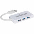 Manhattan Hub USB A 3.0 de 3 Puertos, 1x RJ-45, 5000 Mbit/s, Blanco  2