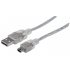 Manhattan Cable USB 2.0 A - Mini USB 1.8 B Macho, 1.8 Metros, Plata  1