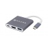Naceb Hub USB 3.0 Macho - 1x USB 3.2/1x HDMI/USB C Hembra, 5 Gbit/s, Gris/Blanco  1