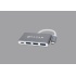 Naceb Hub USB-C Macho - 3x USB-A Hembra, 1x USB-C Hembra, Plata  1