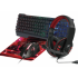 Kit Gamer de Teclado, Mouse, Diadema y Mousepad Necnon NGC-PEGASUS, Alámbrico, USB, Rojo/Negro (Inglés)  1