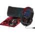 Kit Gamer de Teclado, Mouse, Diadema y Mousepad Necnon NGC-PEGASUS, Alámbrico, USB, Rojo/Negro (Inglés)
