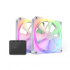 Ventilador NZXT F140 RGB Twin, 2x 140mm, 500 - 1800RPM, Blanco, 2 Piezas - incluye Control  1