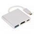 OEM Adaptador USB-C Macho - USB/HDMI/USB-C Hembra, Plata  1