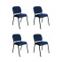 Offiho Silla ECOVISITA-MARINO, Respaldo acolchado, Azul, 4 Piezas