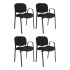 Offiho Silla ISO, Respaldo acolchado, Negro, 4 Piezas