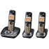 Panasonic KX-TG4023MET Teléfono DECT con 3 Auriculares, Pantalla LCD, Negro