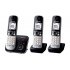 Panasonic Teléfono Inalámbrico DECT KX-TG6823, Altavoz, 3 Auriculares, Negro/Plata  1