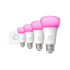 Phillips Kit Foco Regulable LED Inteligente Hue Starter Kit, WiFi, Luz Blanca/RGB, Base E27, 9.5W, 800 Lúmenes, Blanco - 4 Piezas  1