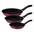 Procell Juego de Sartenes Linz, 3 Piezas, Antiadherente, Aluminio, Rojo  1