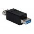 QVS Adaptador USB A Hembra - USB A Hembra, Negro