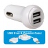 QVS Kit de Cargador para Auto y Cable Retráctil, 5V, 2x USB 2.0, Blanco