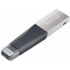 Memoria USB SanDisk IXpand Mini, 64GB, USB 3.0/Lightning, Lectura 90MB/s, Gris/Plata