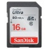Memoria Flash SanDisk Ultra, 16GB SDHC UHS-I Clase 10, Lectura 80 MB/s  1