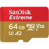 Memoria Flash SanDisk Extreme, 64GB MicroSDXC UHS-I Clase 10, con Adaptador
