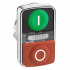 Schneider Electric Cabezal Pulsador Doble ZB4BW7L3741, Verde/Rojo, Luz Piloto Blanca