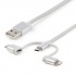 StarTech.com Cable de Carga Certificado MFi Lightning/USB-C/Micro USB Macho - USB A Macho, 1 Metro, Plata, para iPod/iPhone/iPad  1