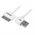 StarTech.com Cable USB A Macho - Apple 30-p Macho, Ángulo Derecho, 1 Metro, Blanco, para iPod/iPhone/iPad  3