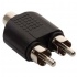 Steren Adaptador 2x RCA Macho - RCA Hembra, Negro/Plata  1