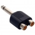 Steren Adaptador de Audio 6.3mm Mono Macho - 2x RCA Hembra, Negro/Plata