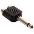 Steren Adaptador de Audio 6.3mm Mono Macho - 2x RCA Hembra, Negro/Plata - Imagen adicional 1