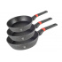 Swiss Silver Juego de Sartenes CM202428, 3 Piezas, Antiadherente, Aluminio, Negro   1