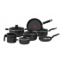 T-Fal Batería de Cocina Vital, Aluminio, Antiadherente, 11 Piezas, Negro  1
