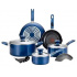 T-Fal Batería de Cocina Excite ProGlide, Aluminio, Antiadherente, 14 Piezas, Azul  1