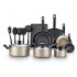T-Fal Batería de Cocina Culinare Champagne, Aluminio, Antiadherente, 16 Piezas  1