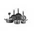 T-Fal Juego de Batería Initiative, Aluminio, Antiadherente, 10 Piezas, Negro  1