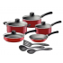Tramontina Batería de Cocina, Aluminio, Antiadherente, 12 Piezas, Rojo  1