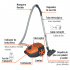 Truper Aspiradora 103190, 1100W, 15 Litros, Negro/Naranja - Imagen adicional 1