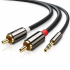 Ugreen Cable Divisor de Audio 2x RCA Macho - Jack 3.5mm Macho, 5 Metros, Negro  1
