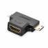 Ugreen Adaptador Micro/Mini HDMI Macho - HDMI Hembra, 4K, 30Hz, Negro  2
