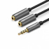 Ugreen Cable Auxiliar 3.5mm Macho - 2x 3.5mm Hembra, 20cm, Negro/Gris  1