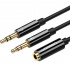 Ugreen Cable AUX 3.5mm Hembra - 2x AUX 3.5mm Macho, 20cm, Negro  1
