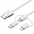 Ugreen Cable USB A Macho - Micro USB/Lightning/USB C, 1 Metro, Plata
