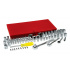 Urrea Juego de Dados con Matraca 475254, 1/4", 3/8" y 1/2", Cromado, 76 Piezas