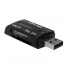 Vorago Lector de Memoria CR-101, SD/T-FLASH/Micro SD/M2, USB, 480Mbit/s, Negro  1