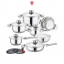 Worldconnect Batería de Cocina SWISS, Acero Inoxidable, 16 Piezas